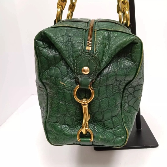 RARE Emerald Green Coach Ashley Embossed Leather Croc Alligator Handbag Xbody - Picture 4 of 16